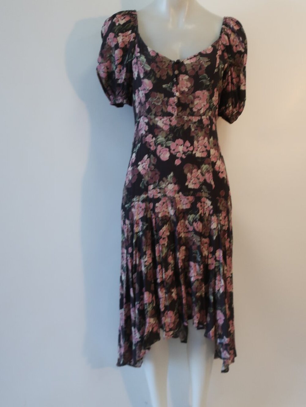 Womens Yumi Kim Brown, Pink Floral Maxi Short Sleeve Dress S